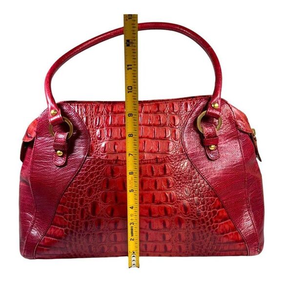 Brahmin Croc Rosetta Merlot Ombre Melbourne Red Leather Satchel Purse Dust Bag - Picture 6 of 12